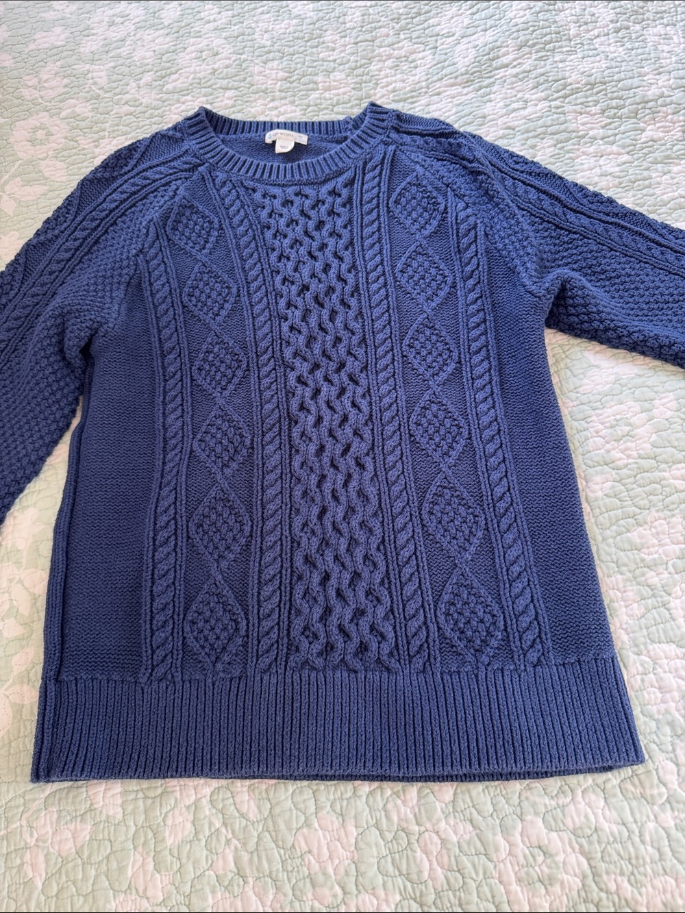 Crewcuts Navy Cable Knit Crewneck Sweater